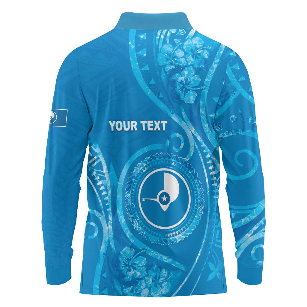 Personalised FSM Yap Long Sleeve Polo Shirt Ocean Floral Pattern