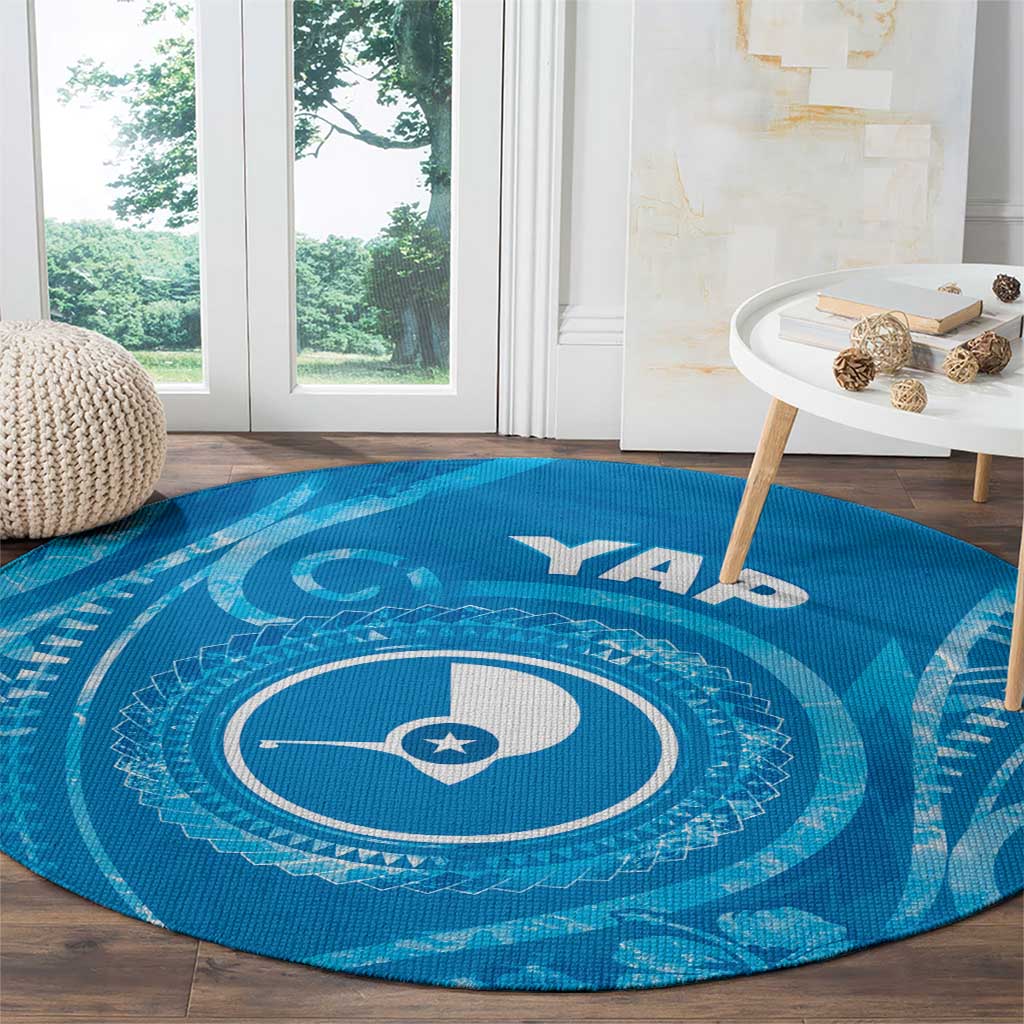 FSM Yap Round Carpet Ocean Floral Pattern