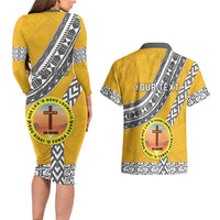 Personalised Anastasis College Couples Matching Long Sleeve Bodycon Dress and Hawaiian Shirt Tonga Unique Style LT05 - Polynesian Pride