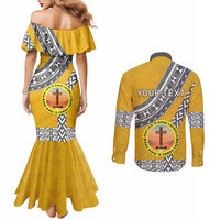 Personalised Anastasis College Couples Matching Mermaid Dress and Long Sleeve Button Shirt Tonga Unique Style LT05 - Polynesian Pride