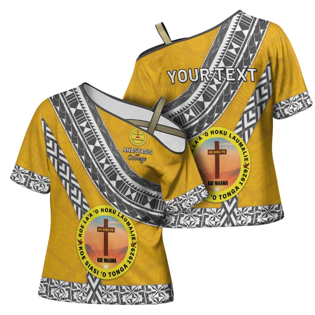 Personalised Anastasis College Cross Shoulder Shirt Tonga Unique Style - Polynesian Pride
