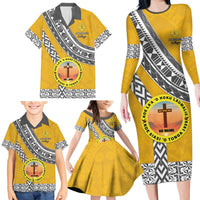 Personalised Anastasis College Family Matching Long Sleeve Bodycon Dress and Hawaiian Shirt Tonga Unique Style - Polynesian Pride