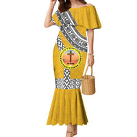 Personalised Anastasis College Family Matching Mermaid Dress and Hawaiian Shirt Tonga Unique Style - Polynesian Pride