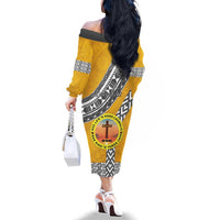 Personalised Anastasis College Family Matching Off The Shoulder Long Sleeve Dress and Hawaiian Shirt Tonga Unique Style - Polynesian Pride