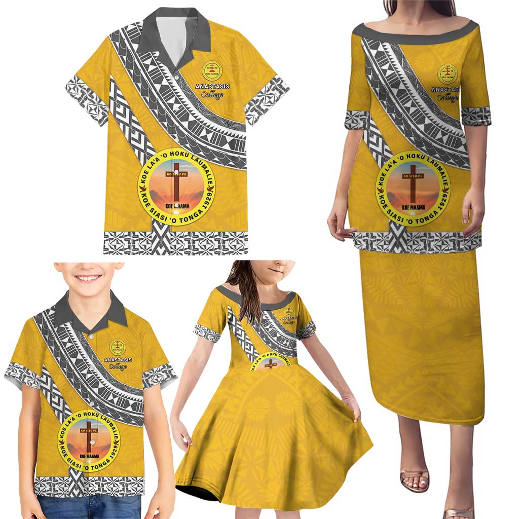 Personalised Anastasis College Family Matching Puletasi and Hawaiian Shirt Tonga Unique Style - Polynesian Pride