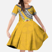 Personalised Anastasis College Family Matching Summer Maxi Dress and Hawaiian Shirt Tonga Unique Style LT05 Daughter's Dress Yellow - Polynesian Pride