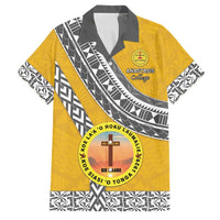 Personalised Anastasis College Family Matching Summer Maxi Dress and Hawaiian Shirt Tonga Unique Style LT05 Dad's Shirt - Short Sleeve Yellow - Polynesian Pride