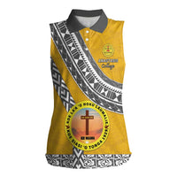 Personalised Anastasis College Women Sleeveless Polo Shirt Tonga Unique Style LT05 Female Yellow - Polynesian Pride