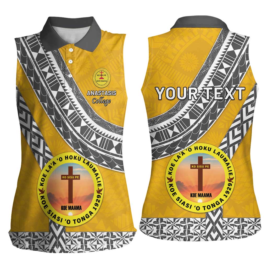 Personalised Anastasis College Women Sleeveless Polo Shirt Tonga Unique Style LT05 - Polynesian Pride