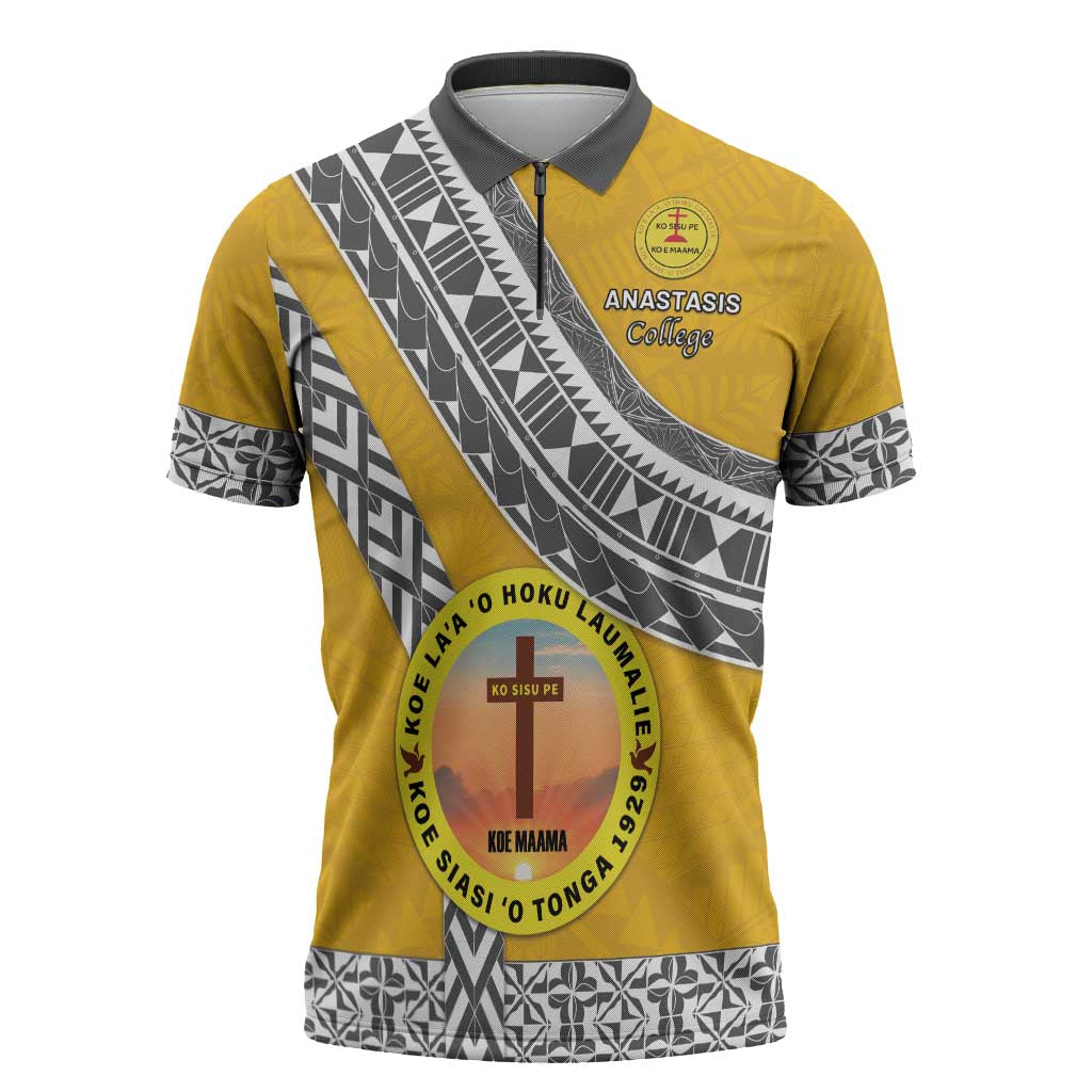 Personalised Anastasis College Zipper Polo Shirt Tonga Unique Style - Polynesian Pride