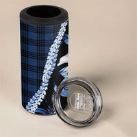 Hawaii Ukulele 4 in 1 Can Cooler Tumbler Tropical Flowers With Palaka Effect Blue Version LT05 - Polynesian Pride