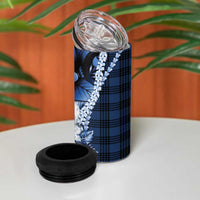 Hawaii Ukulele 4 in 1 Can Cooler Tumbler Tropical Flowers With Palaka Effect Blue Version LT05 - Polynesian Pride