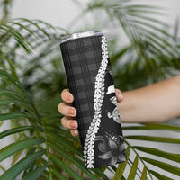 Hawaii Ukulele Skinny Tumbler Tropical Flowers With Palaka Effect Black Version LT05 - Polynesian Pride