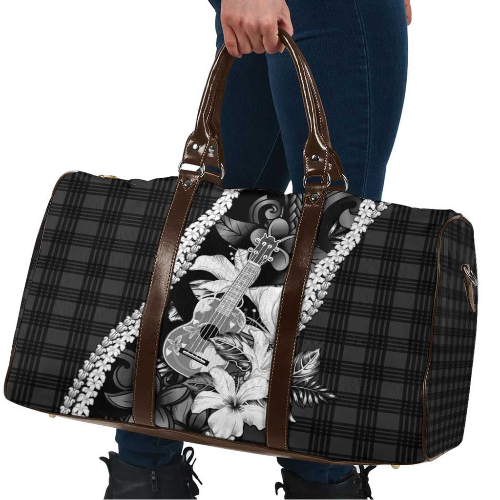 Hawaii Ukulele Travel Bag Tropical Flowers With Palaka Effect Black Version - Polynesian Pride