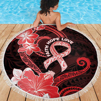Heart Health Awareness Beach Blanket Warrior Wears Red Polynesian Style