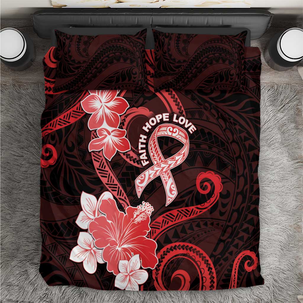 Heart Health Awareness Bedding Set Warrior Wears Red Polynesian Style