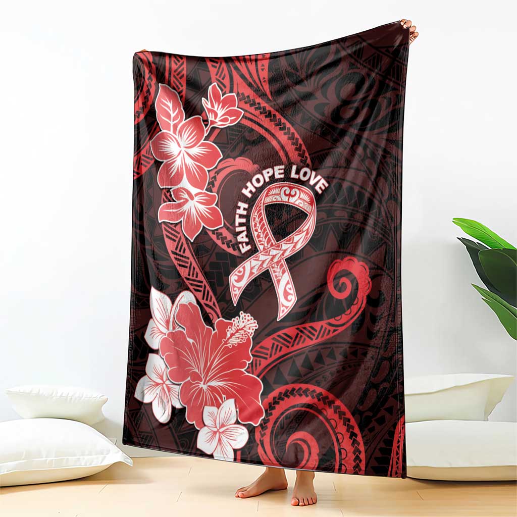 Heart Health Awareness Blanket Warrior Wears Red Polynesian Style