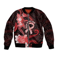 Heart Health Awareness Bomber Jacket Warrior Wears Red Polynesian Style