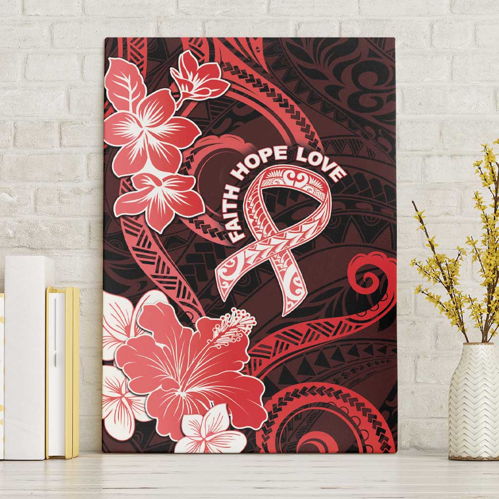 Heart Health Awareness Canvas Wall Art Warrior Wears Red Polynesian Style