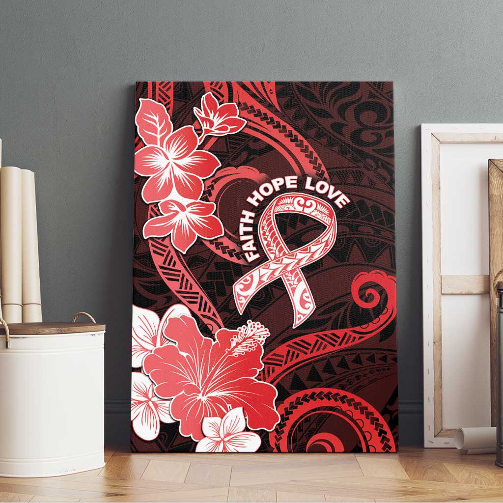 Heart Health Awareness Canvas Wall Art Warrior Wears Red Polynesian Style