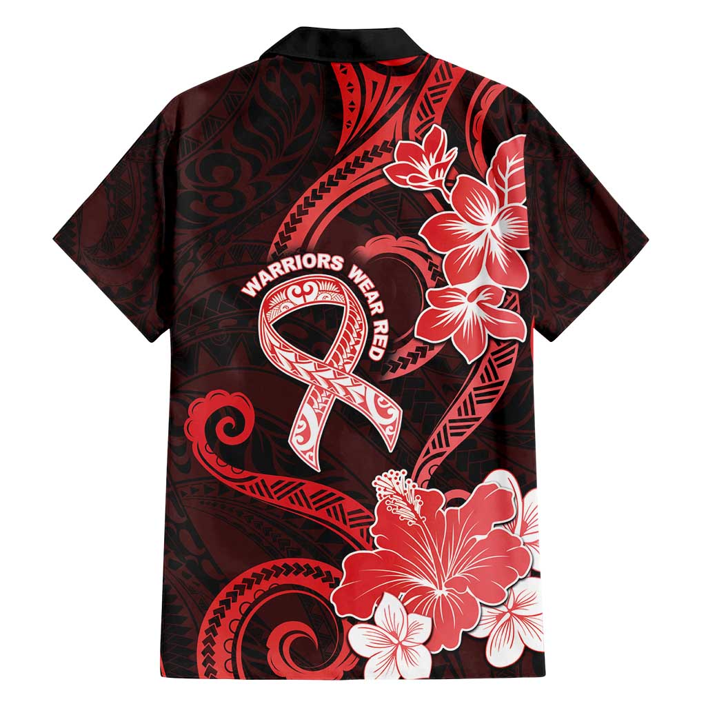 Heart Health Awareness Family Matching Off Shoulder Short Dress and Hawaiian Shirt Warrior Wears Red Polynesian Style