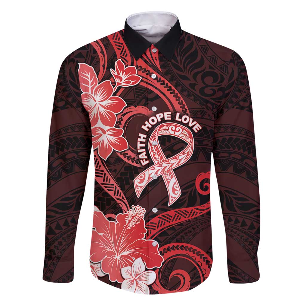 Heart Health Awareness Family Matching Puletasi and Hawaiian Shirt Warrior Wears Red Polynesian Style