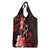 Heart Health Awareness Grocery Bag Warrior Wears Red Polynesian Style