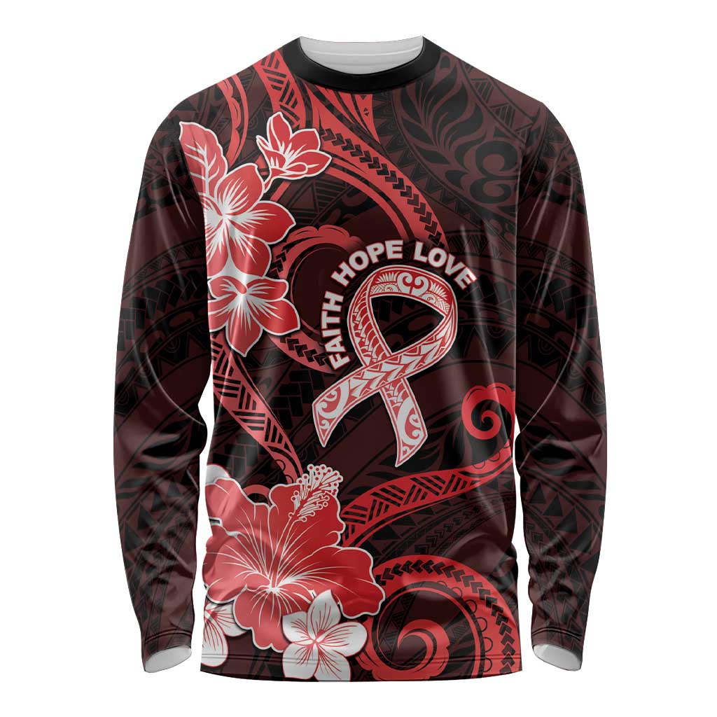 Heart Health Awareness Long Sleeve Shirt Warrior Wears Red Polynesian Style LT05 Unisex Red - Polynesian Pride