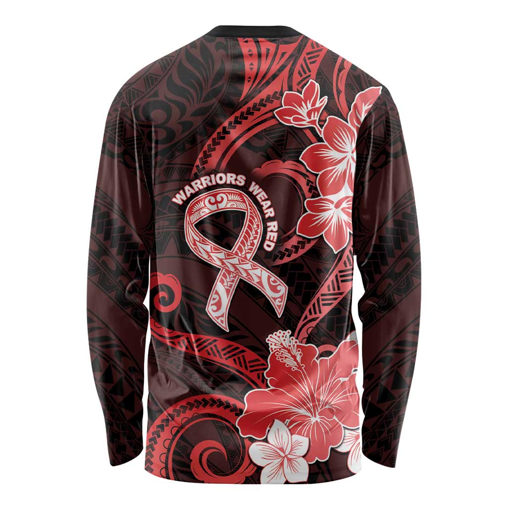 Heart Health Awareness Long Sleeve Shirt Warrior Wears Red Polynesian Style LT05 - Polynesian Pride