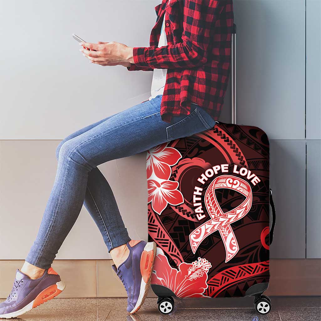 Heart Health Awareness Luggage Cover Warrior Wears Red Polynesian Style