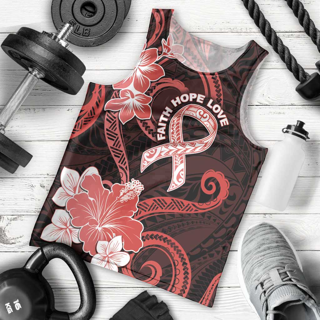 Heart Health Awareness Men Tank Top Warrior Wears Red Polynesian Style