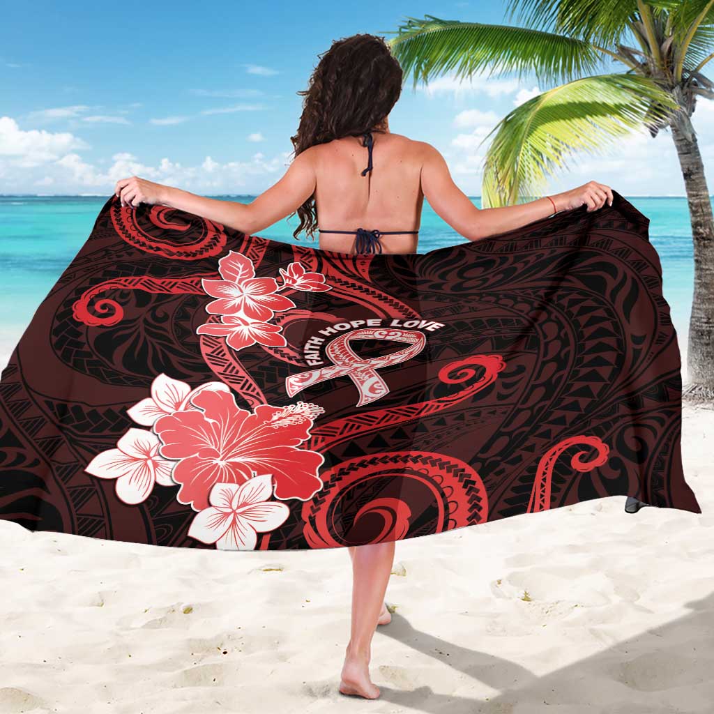 Heart Health Awareness Sarong Warrior Wears Red Polynesian Style