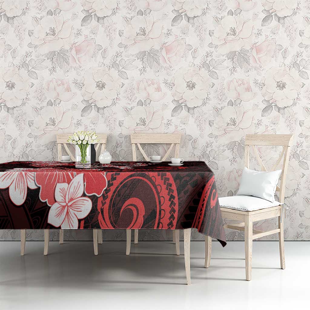 Heart Health Awareness Tablecloth Warrior Wears Red Polynesian Style