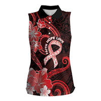 Heart Health Awareness Women Sleeveless Polo Shirt Warrior Wears Red Polynesian Style LT05 Female Red - Polynesian Pride