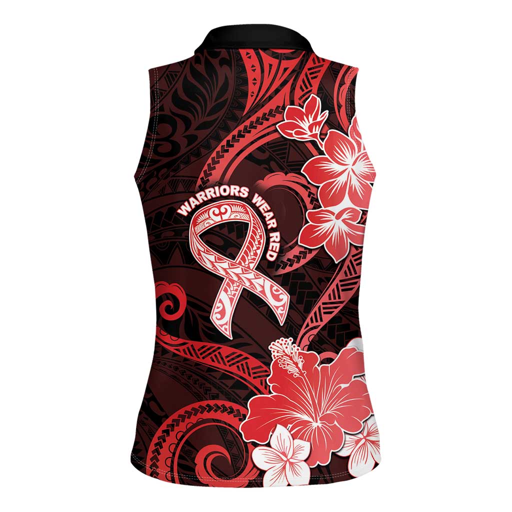 Heart Health Awareness Women Sleeveless Polo Shirt Warrior Wears Red Polynesian Style LT05 - Polynesian Pride