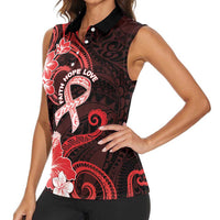 Heart Health Awareness Women Sleeveless Polo Shirt Warrior Wears Red Polynesian Style LT05 - Polynesian Pride