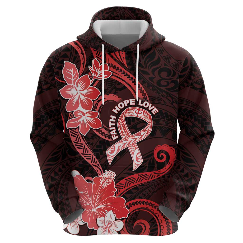 Heart Health Awareness Zip Hoodie Warrior Wears Red Polynesian Style