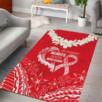 Heart Health Awareness Area Rug Polynesian Red Ribbon