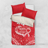 Heart Health Awareness Bedding Set Polynesian Red Ribbon