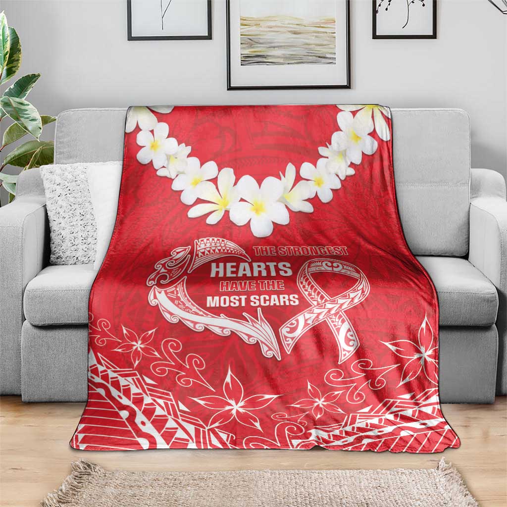 Heart Health Awareness Blanket Polynesian Red Ribbon