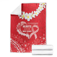 Heart Health Awareness Blanket Polynesian Red Ribbon