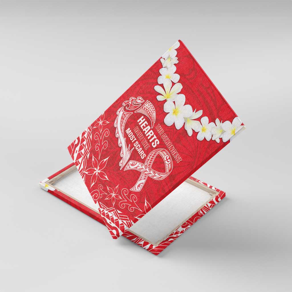 Heart Health Awareness Canvas Wall Art Polynesian Red Ribbon
