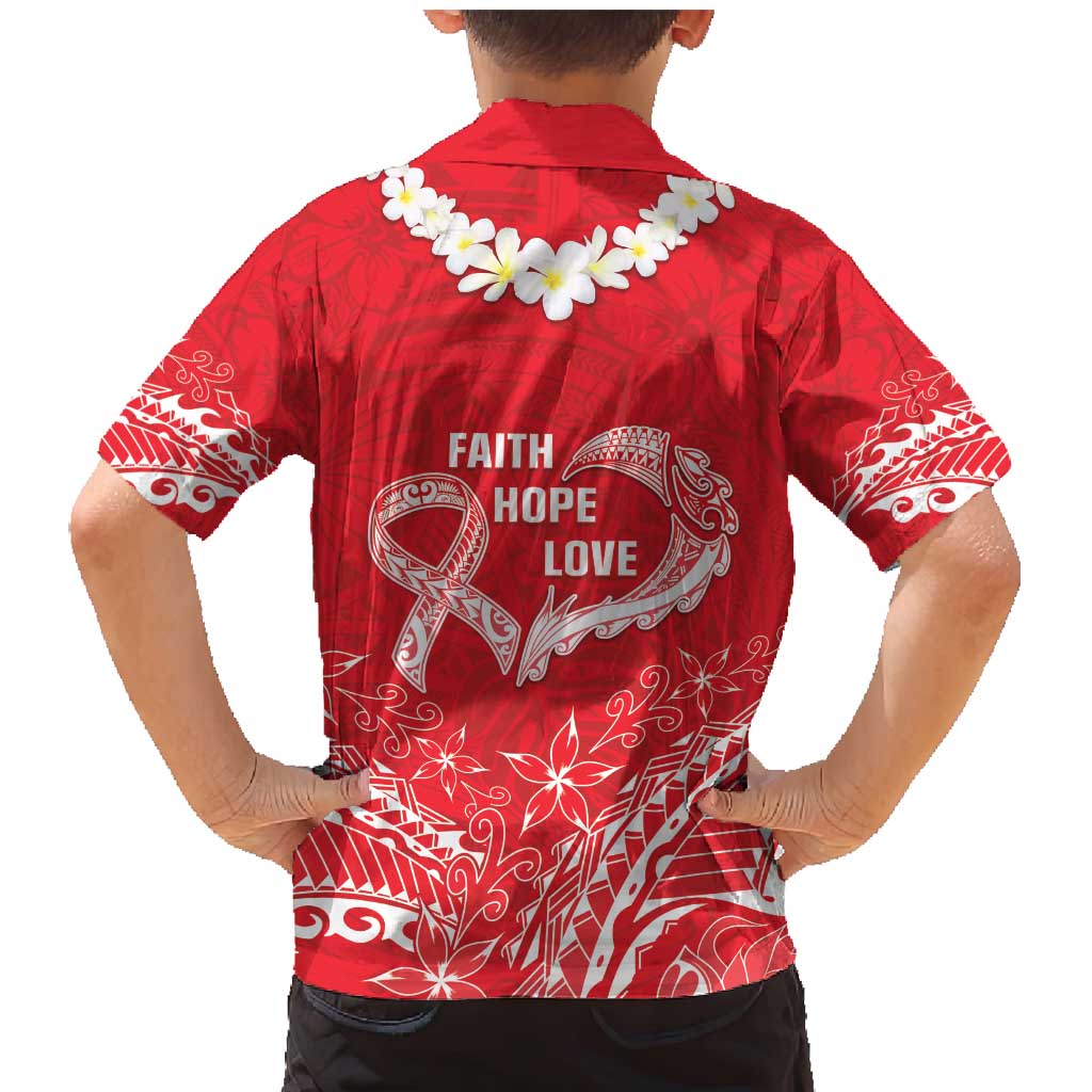 Heart Health Awareness Family Matching Mermaid Dress and Hawaiian Shirt Polynesian Red Ribbon