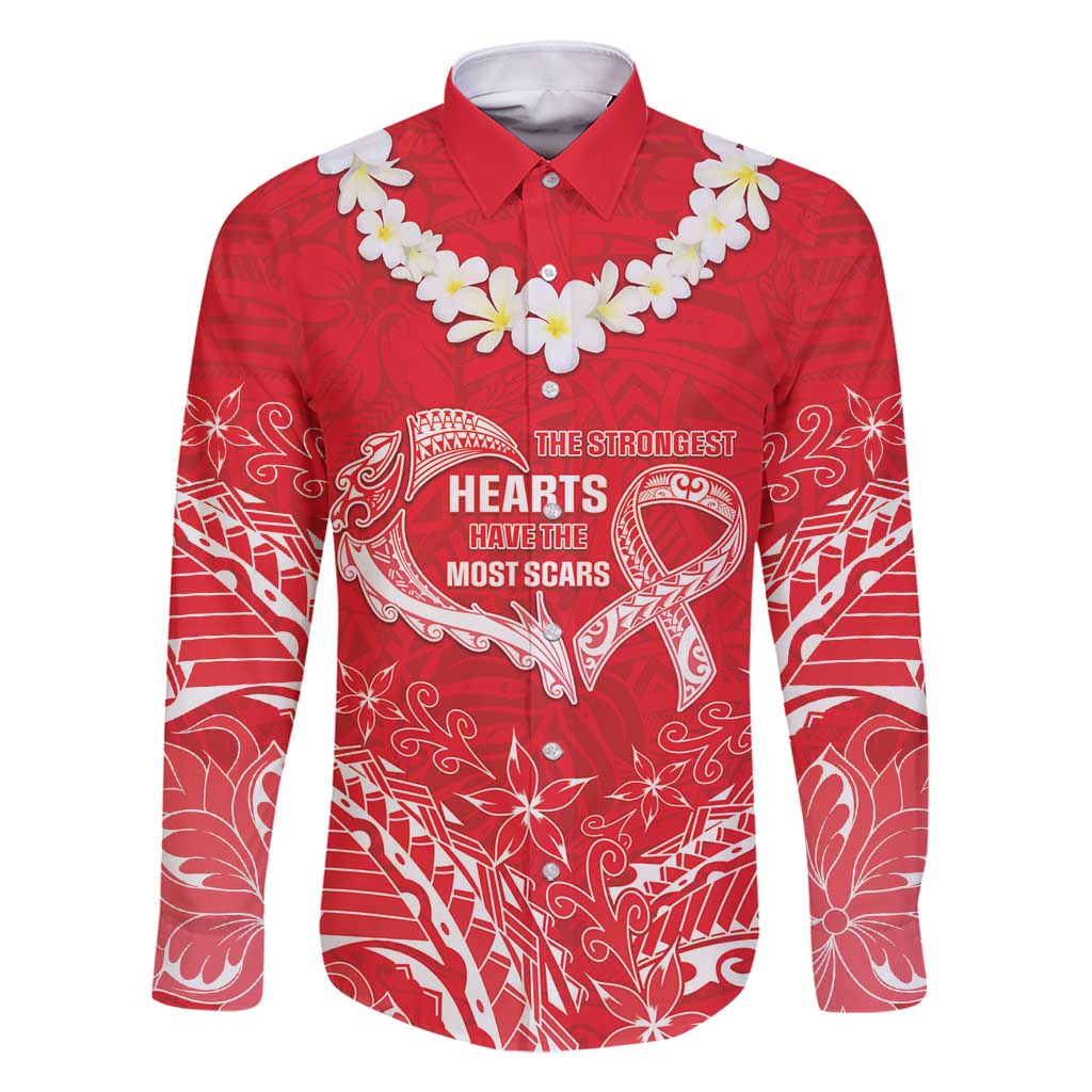 Heart Health Awareness Family Matching Mermaid Dress and Hawaiian Shirt Polynesian Red Ribbon