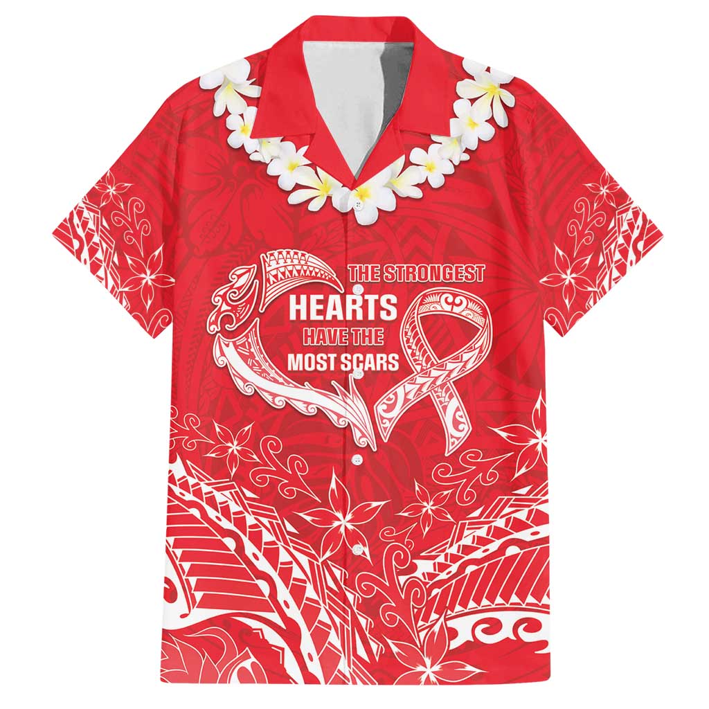 Heart Health Awareness Family Matching Puletasi and Hawaiian Shirt Polynesian Red Ribbon