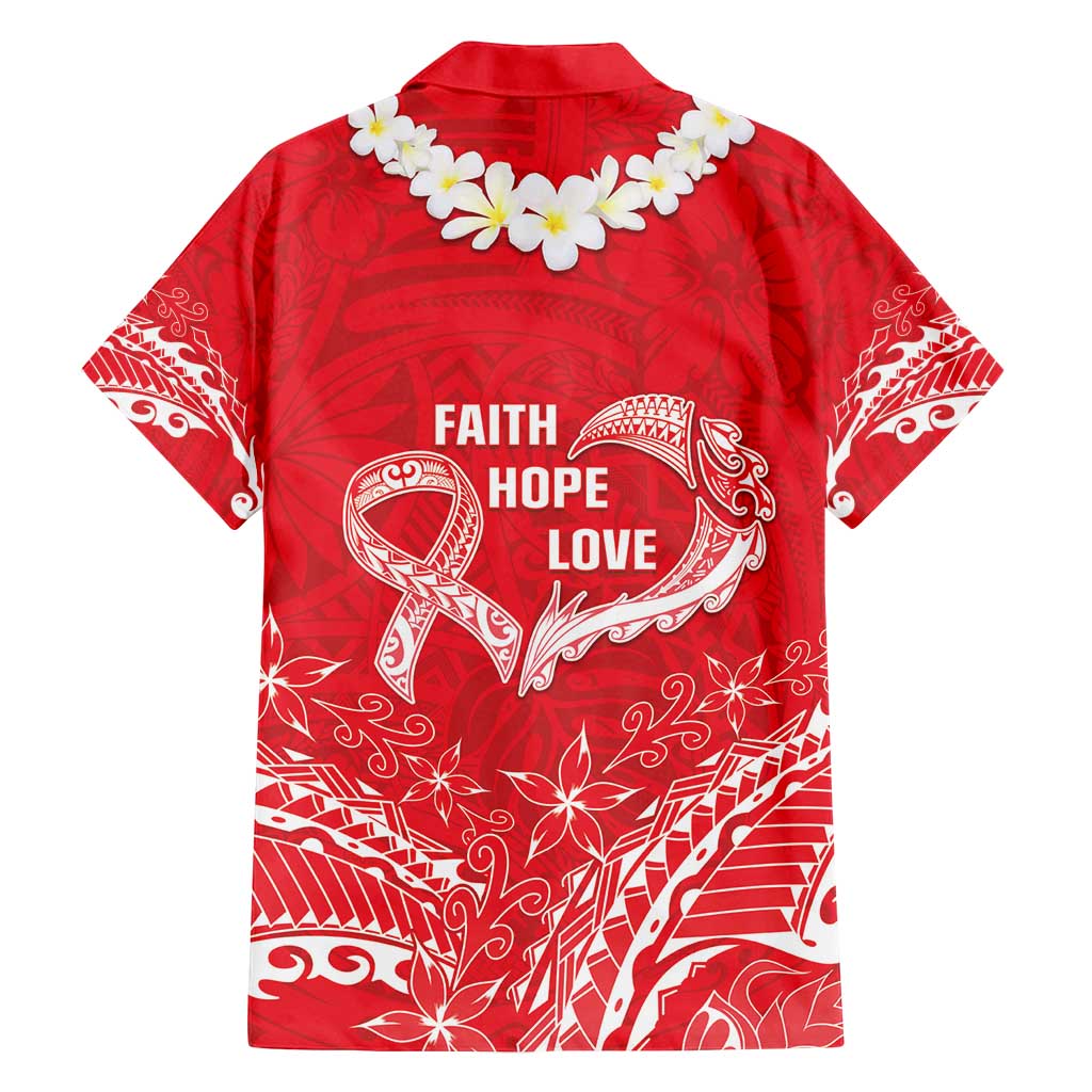 Heart Health Awareness Family Matching Summer Maxi Dress and Hawaiian Shirt Polynesian Red Ribbon