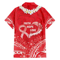 Heart Health Awareness Family Matching Summer Maxi Dress and Hawaiian Shirt Polynesian Red Ribbon