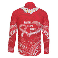 Heart Health Awareness Family Matching Summer Maxi Dress and Hawaiian Shirt Polynesian Red Ribbon