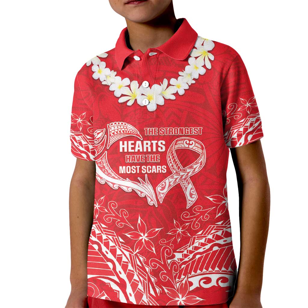 Heart Health Awareness Kid Polo Shirt Polynesian Red Ribbon LT05 Kid Red - Polynesian Pride
