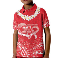 Heart Health Awareness Kid Polo Shirt Polynesian Red Ribbon LT05 Kid Red - Polynesian Pride